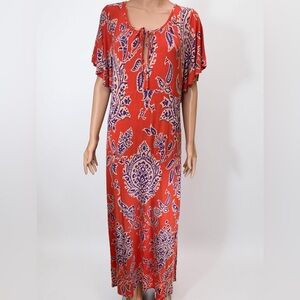 Anthropologie Akemi+Kin Correia Dark Orange & Purple Boho Maxi Dress Large